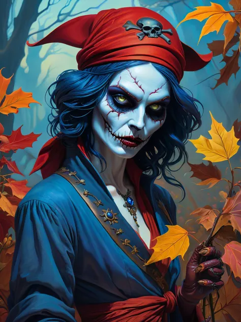 sexy woman, No-muertos rojos. muy detallado, el jardinero de la plaga de otoño, by Android Jones, ( Pirata con un pañuelo ), en las tumbas, james jean estética, morbio, vestido como un carroñero, Anime de Pinterest, con piel azul, Hermoso espíritu otoñal, por Robert Bechtle
((mejor calidad)), ((obra maestra)), pintura al óleo suave detallada, antecedentes detallados, iluminación cinematográfica dramática, iluminación de borde suave, Profesional, iluminación dramática, iluminación de borde duro,
ultra calidad, 4k,(maestría, mejor calidad, 8K, ultra alta resolución, alta resolución:1.4), extremadamente detallado 