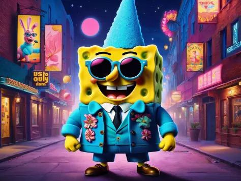 (full body portrait:1.9) pop art,
a stuffed SpongeBob, movie promotional image, inspired by Xia Gui, psychedelic hip-hop, profil...