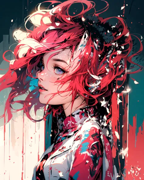 a close up of a woman with pink hair and a pink wig,  glowing pink face,  headpiece,  earrings,  jewellery,  beeple and jeremiah...