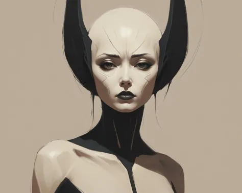 minimalist duotone oil painting, digital painting, concept art.  

cyberpunk alien portrait, cyberpunk noir, blade runner akira ghost in the shell

minimalist, elegant, rough, brush strokes

lines, shapes, geometry, simplicity

beige and black