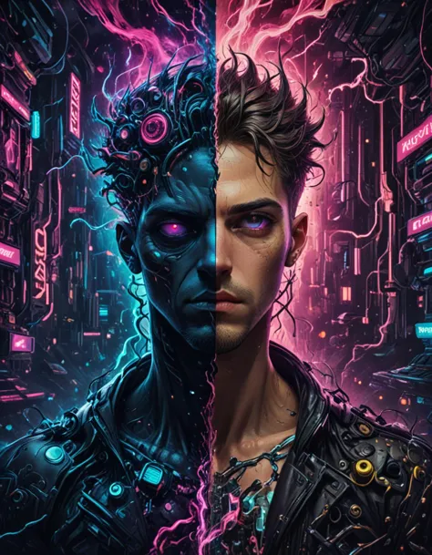 novuschroma69 split dichotomy cyberpunk man  <lora:novuschroma69 split:1.2> <lora:sdxl_lightning_8step_lora:1> <lora:FaeTastic Details:1>