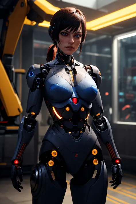 a female cyborg warrior with advanced robotic enhancements, 
masterpiece, best quality, intricate detail, high background detail...