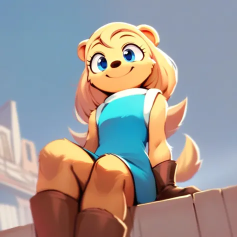 a close up of a cartoon girl sitting on a wall