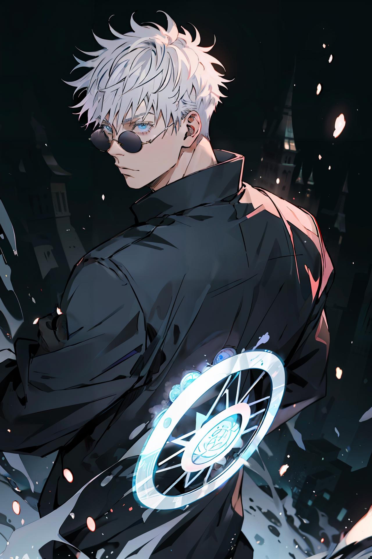 Anime guy with white hair and blue eyes holding a sword - SeaArt AI