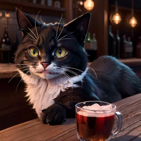 <lora:bg3-cat:0.5>, cat bartender, masterpiece, 8k, high resolution, shallow depth of field, sharp focus