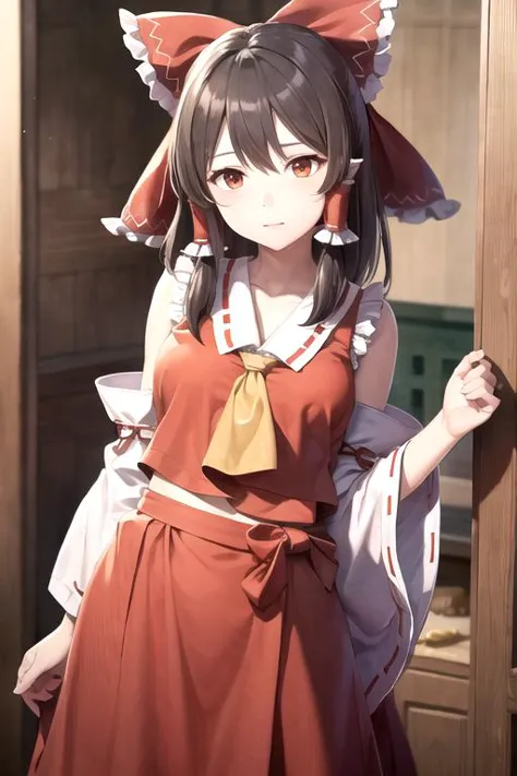 anime girl in a red dress with a brown hat and a white shirt