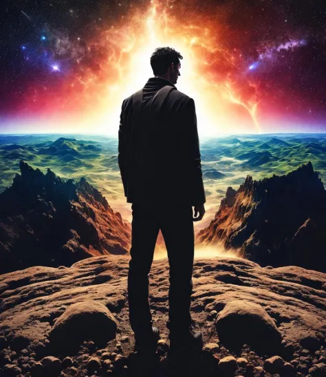 Man at edge of creation of the universe