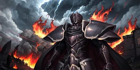 masterpiece, best quality, absurdres,
<lora:BlackKnight:0.8>blackknight_fe, helmet, armor, standing, from below, close-up
storm, overcast, fire, close-up, field, castle, battle, lightning, smoke, electricity, lightning, dark, night, burning,