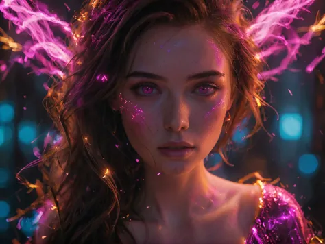 glowneon, glowing Disney Princess emitting sparks and electricity, dark orange and pink, glowing eyes, cinematic film still <lora:glowneon_xl_v1:1> <lora:add-detail-xl:0.8> <lora:amazing_portraits_xl_v1b:0.8>