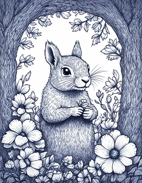 novuschroma42 style ballpoint pen drawing of squirrel sheep with flowers  <lora:novuschroma42 style_blue:1> <lora:sdxl_lightning_8step_lora:1>