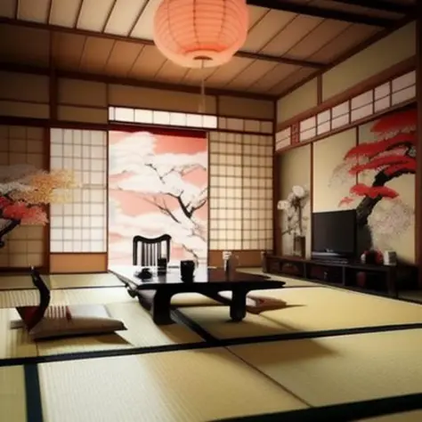 Japanese style living room <lora:Japanese_living_room:1>