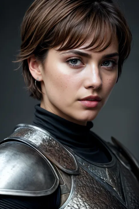 solo, voluptuous, T0n1-200, short hair, wearing (armor:1.2), (RAW photo, photorealistic:1.3), candid, 16mm, color graded, remarkable color, ultra realisitic, textured skin, remarkable detailed pupils, (imperfect skin:1.1), realistic dull skin noise, visible skin detail, skin fuzz, dry skin, film still,