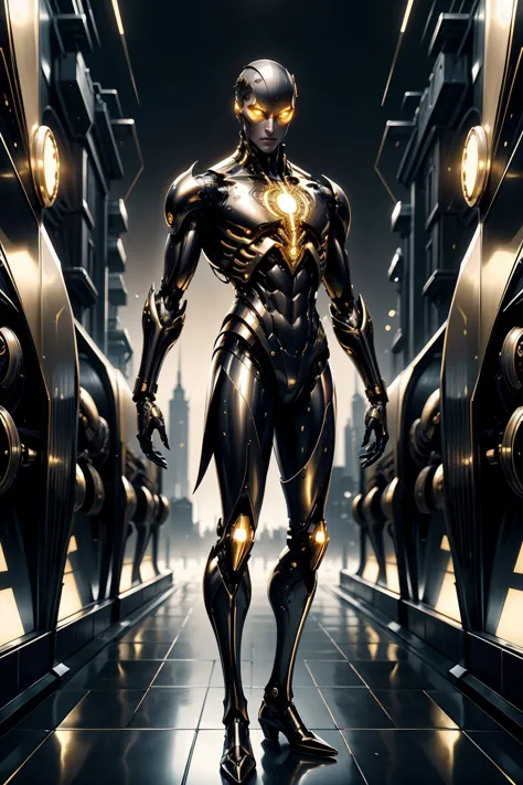 <lora:Golden_Paradigm:0.7> goldenparadigm man wearing a suit, black and gold theme, retrofuturism, urban background <lora:add_detail:0.25> <lora:realistic:-0.25>  <lora:waterVFX:0.25>