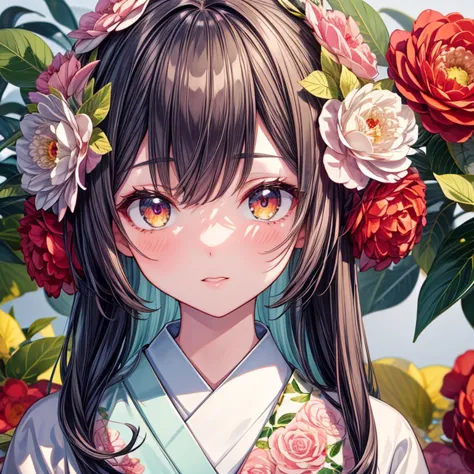 (masterpiece,ultra-detailed,best quality,8K,illustration,shaved:1.2),(petite girl:1.0) <lora:add_detail:1.5>, <lora:camellia:0.4> tsubaki,camellia,kimono