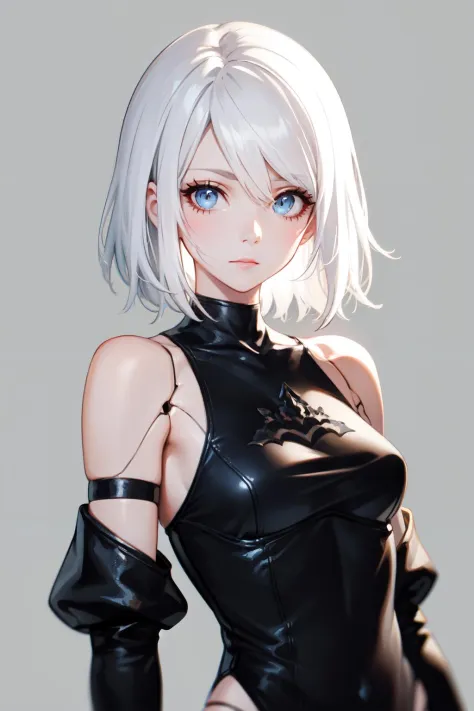 <lora:A2-off:1>yorha type a no. 2, bare shoulders, white hair, solo, blue eyes, closed mouth, 1girl, eyelashes, looking at viewe...