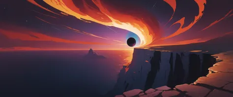 a picture taken from a cliff looking at a black hole