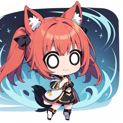 a cartoon image of a girl with a cat ears and a cat tail