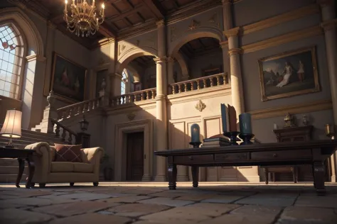 (indoors ancient hall, stone floor, stone walls, ancient british architecture:1.2),
(couch, chair, table, chandelier, bookshelf, stairs, plant, books, stove:0.8),
intricate, masterpiece, best quality, highly detailed,
dreamlikeart, nostalgia, depth of field, dynamic pose, dramatic angle, unreal engine, 8k, highly detailed, photo, photorealistic, hyperrealistic, cinematic lighting, cinematic composition, beautiful lighting, sharp, details, hdr, 4k,