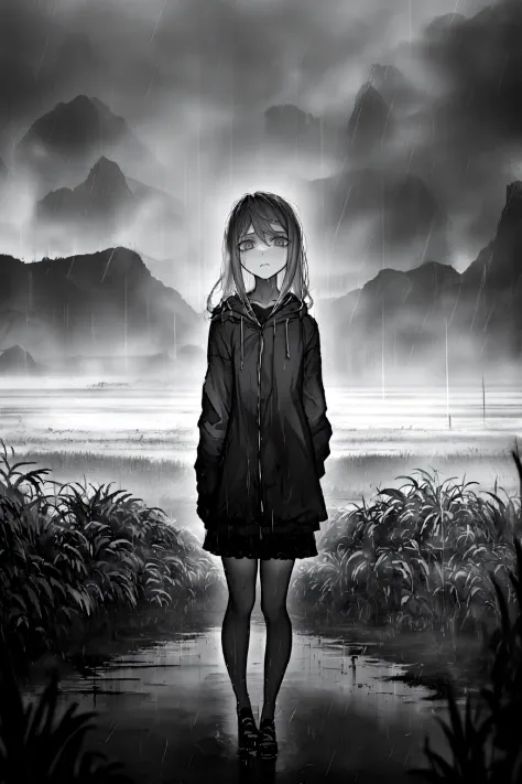 ((masterpiece)),((best quality)),8k,high detailed,ultra-detailed,intricate detail,((1girl))ï¼ (melancholic:1.2), (gloomy atmosp...