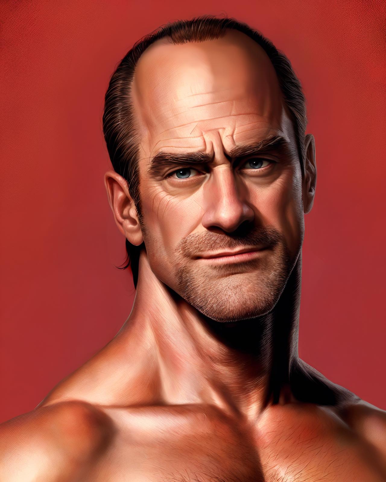 A close up of a man with a bald head and no shirt - SeaArt AI