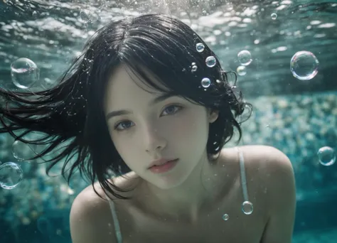 1girl,beautiful girl ,swimming,water bubbles all over,black hair, underwater
 <lora:add-detail-xl:1>