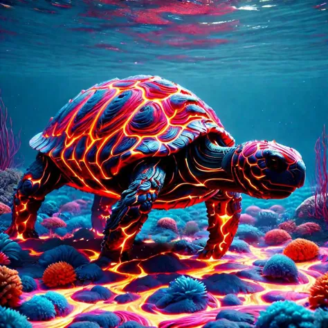 vaporwave art,ral-lava,large tortoise
