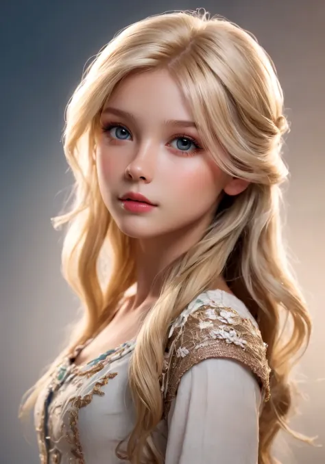 highres,best quality ,blonde girl,face up