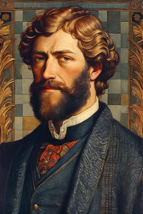 a close up of a painting of a man with a beard