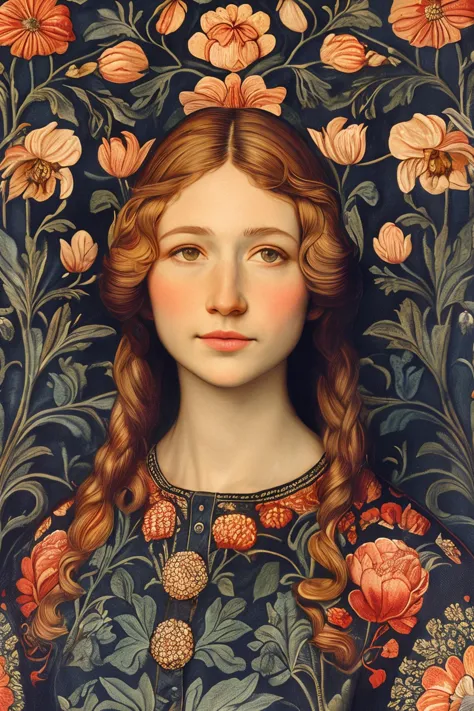 masterpiece,best quality,<lora:tbh192-:1>,style of  William Morris portrait of family