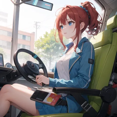 (masterpiece, ultra high res, best quality:1.1), 1girl, solo, (dynamic angle), cart+driving