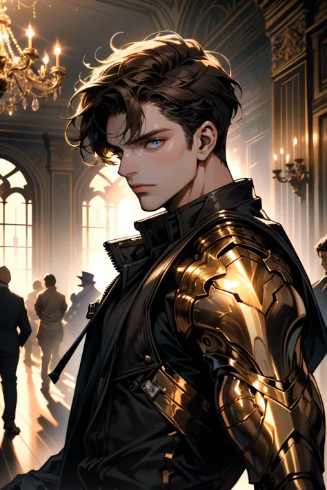 ((ultra detailed, masterpiece, absurdres))
 <lora:MBBarnes:0.8>
MBBarnes, 1boy, single mechanical arm, brown hair, blue eyes, Luxurious ballroom, crystal chandeliers, dynamic golden lighting, intricate floral patterns