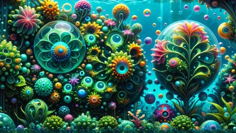 A fantastical underwater metropolis crafted from living, luminescent bubbles, each sphere containing a unique aquatic habitat with its own vibrant ecosystem, ral-colorswirl,,, highly detailed, art by Range Murata, highly detailed, 3d, octane render, bright colors, digital painting, trending on artstation, sharp focus, illustration style of Stanley Artgerm, dramatic background <lora:ral-colorswirl:0.7> <lora:add-detail-xl:0.4>  <lora:EnvyGardencoreXL01:0.8> <lora:ral-mndlbrt:1>