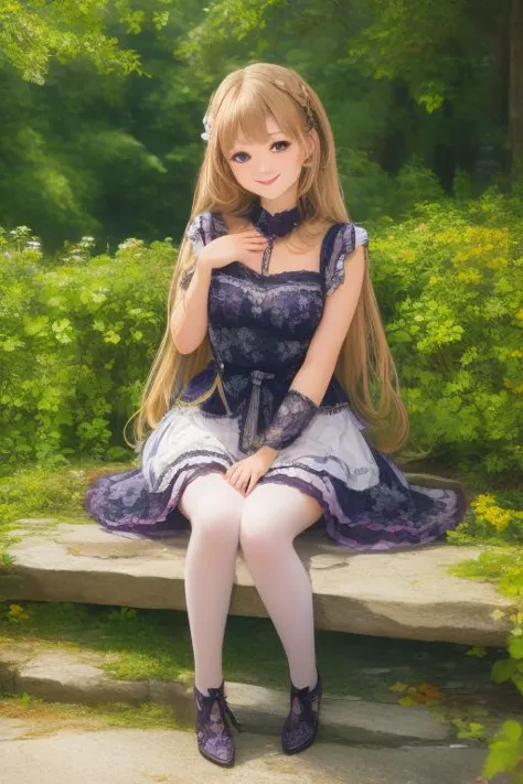 (masterpiece), (best quality), (extremely detailed), photorealistic, (1girl), solo, (pretty cute girl), looking at viewer, smile, slender, evenly sized eyes, extremely detailed eyes, own hands together, full body, outdoors, extremely detailed wallpaper, (perfect detailed features), 8k, UHD,