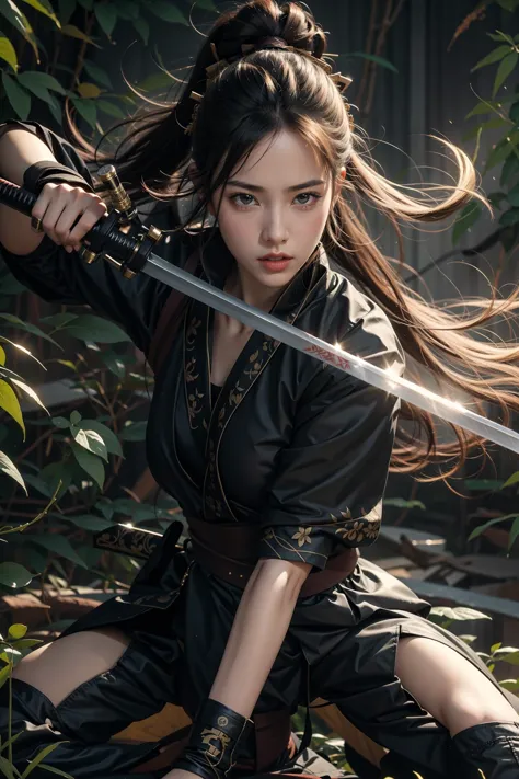 1girl,solo,holding weapon,katana, 