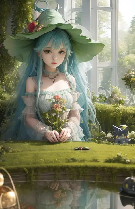 ((flower_style)), (advntr), unparalleled masterpiece, ultra realistic 8k CG, perfect artwork, (Shot from the bottom up), particl...