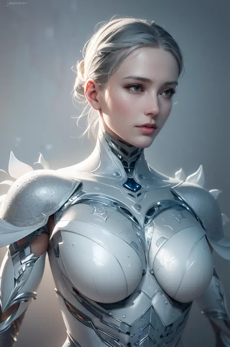 organic cyborg, white plastic, diffuse lighting, fantasy, intricate, elegant, highly detailed, lifelike, photorealistic, digital painting, artstation, illustration, concept art, smooth, sharp focus, art by John Collier and Albert Aublet and Krenz Cushart a...