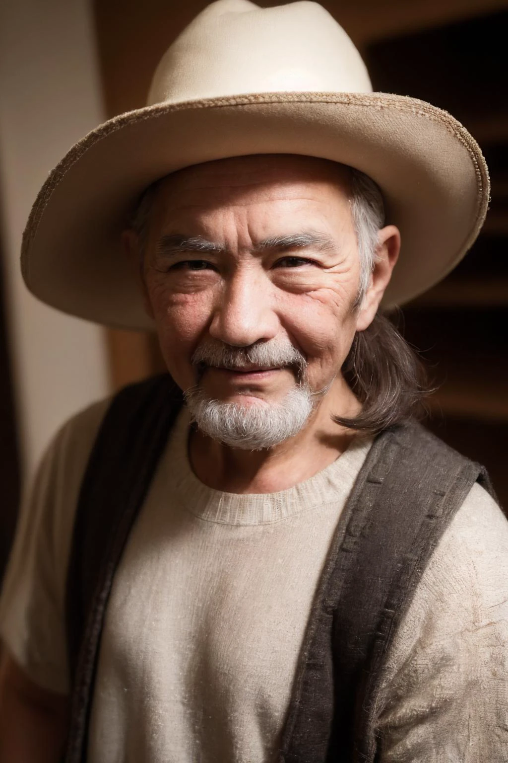 myjs, realistic, photorealistic, detailed, beautiful, RAW photo, 
old man, looking at viewer, evil smile, (cowboy shot) 