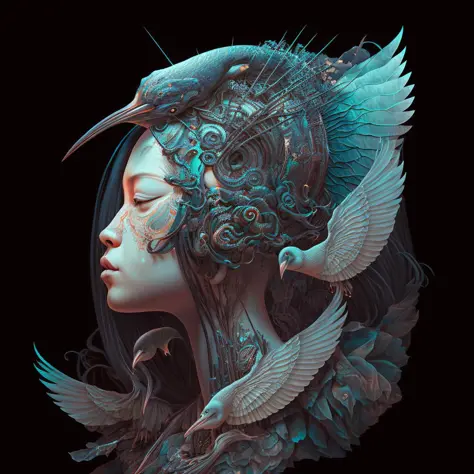 midjourney     

 3 d goddess close - up profile portrait with ram skull. beautiful intricately detailed japanese crow kitsune m...