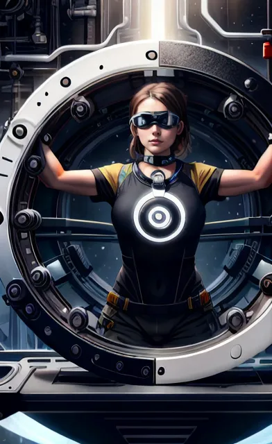 Lauren_LaForge-is-a-female-engineer-working-on-the-latest-mechanics, wearing-(((goggles-around-neck)))-and-mechanic's-clothes, (...