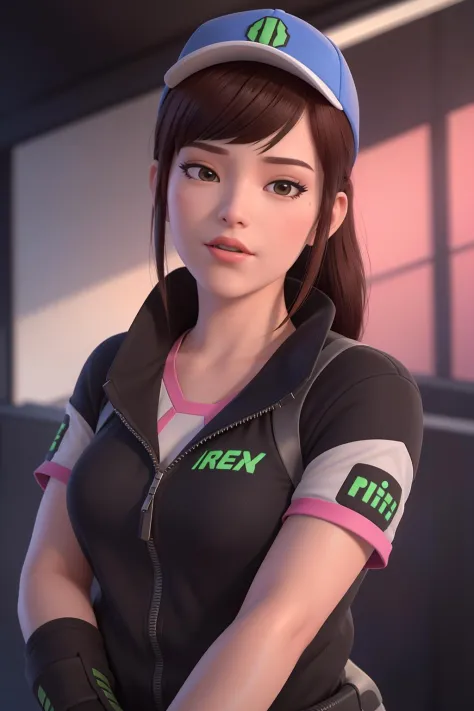 realistic, realism, photorealism, photo-realistic, high contrast, (photorealistic:1.4), 8k high definition detailed realistic, (best quality, masterpiece:1.2), NSFW,  photon mapping, radiosity, physically-based rendering, best quality, highly detailed, 1girl,owdva, d.va \(overwatch\),full body, baseball cap, ponytail,  ((outside)),