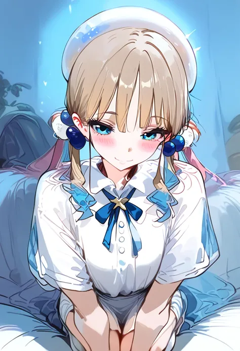 score_9,score_8_up,score_7_up,score_6_up,score_5_up,
<lora:jelee-chan CAME:1>, 1girl, bandaid, bangs, blonde hair, blue eyes, blue hair, blush, brown hair, closed mouth, hair bobbles, hair ornament, hat, jeleechan, jewelry, long hair, looking at viewer, multicolored hair, short sleeves, sleeves past wrists, smile, socks, solo, twintails, virtual youtuber, white dress, white footwear, white headwear, white shirt, 
<lora:Himeno_Style_Pony:0.8>, <lora:AIã¤ã©ã¹ããããã:1>, 1990s \\(style\\), <lora:OldAnimeStyle_XL_v3:0.8>