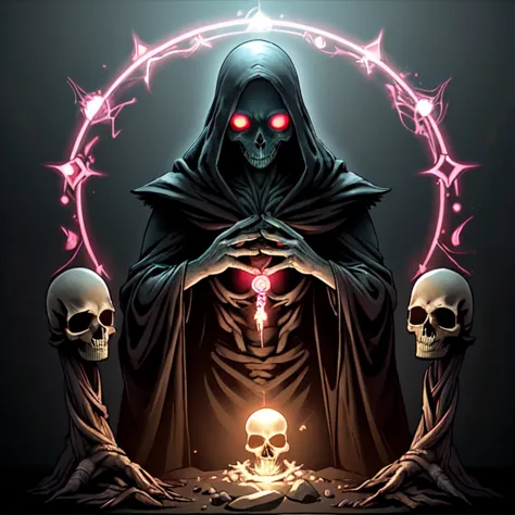 DarkFantasy digital art graphic novel by UdonCrew  bioluminescent lich <lora:1651758653905247290:0.51> Skulls rule (ÃâÃ) <lo...