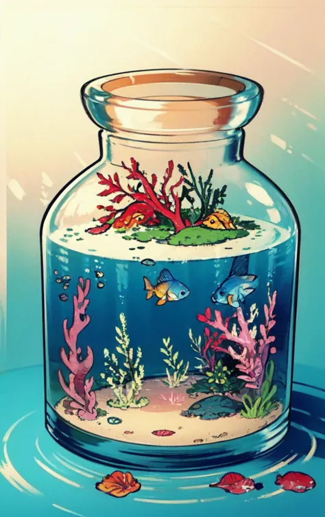 there is a fish bowl with a fish inside of it