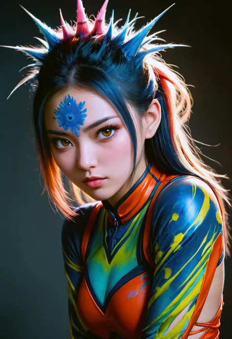 active portrait of lovely 21 years old woman, Chinese, airbrushing, fashion, spiny, artistic expression, radiant, contempt,