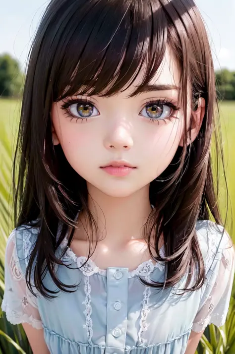 (photorealistic), (realistic),

volumetric lighting, silky_hair,
(straight hair), blush,

(green eyes), (detailed_eyes),
extremely detailed illustration of a japanese girl, young, underage

black hair, wearing running shoes, standing on a grass field, cowb...