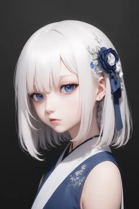 incredibly_absurdres,ray tracing,,best quality, masterpiece,white hair, blue eyes, upper body,beautiful detailed eyes,aquagradient eyes,hanfu,
