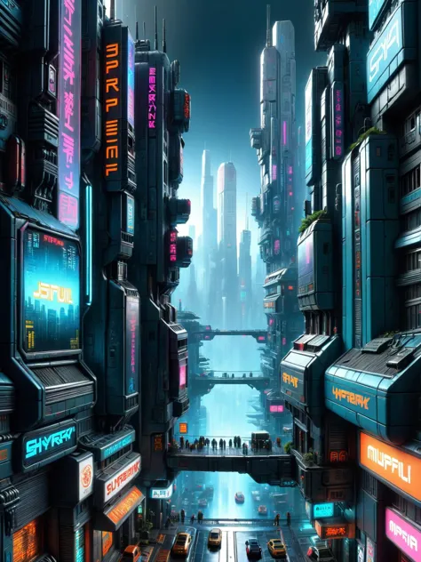 cidade cyberpunk ral-plymbl por John Berkey (obra de arte:1.2), melhor qualidade, (hiperdetalhado, mais detalhado possível:1.2), texturas de alta resolução