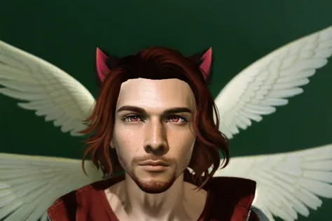 there is a man with red hair and a cat ears