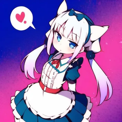 anime girl with a cat ears and a dress and a heart