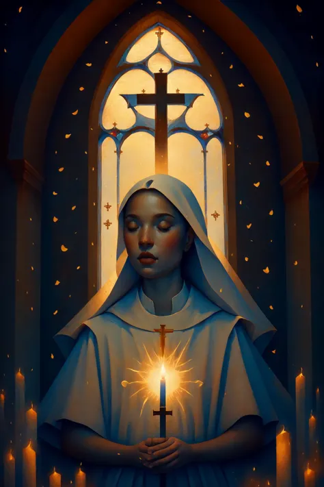 ankymoore
1 woman ,  priest, holy light, church, windows 
fantasy, DnD
dark room, dim light
(best quality, masterpiece),
<lora:ankymoore-04:1>